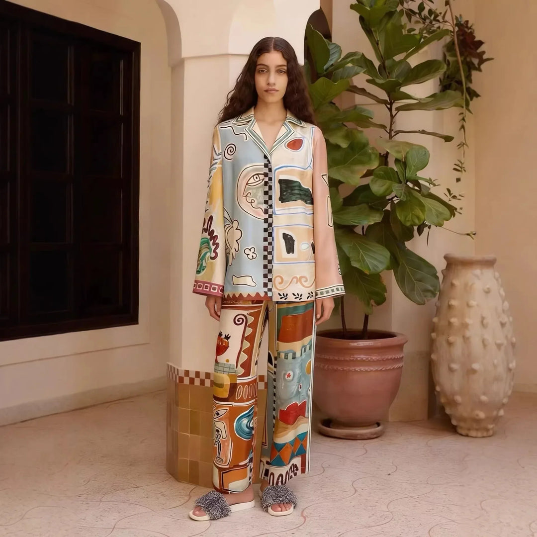 Aliyah Abstract Print Trouser Set