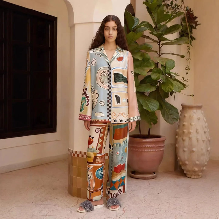Aliyah Abstract Print Trouser Set