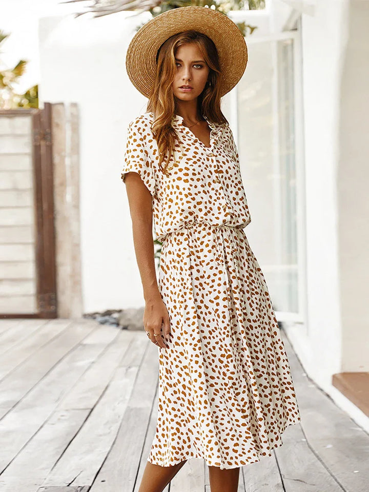 Beatrice Printed Midi Shirt Dress