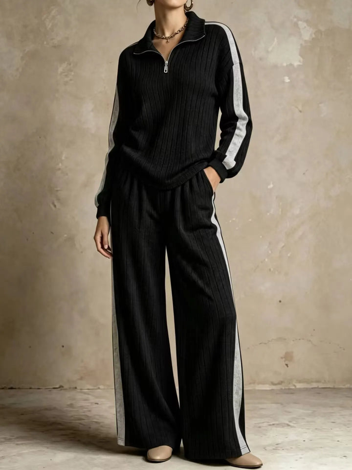 Dahlia Ribbed Half Zip Two Piece Set