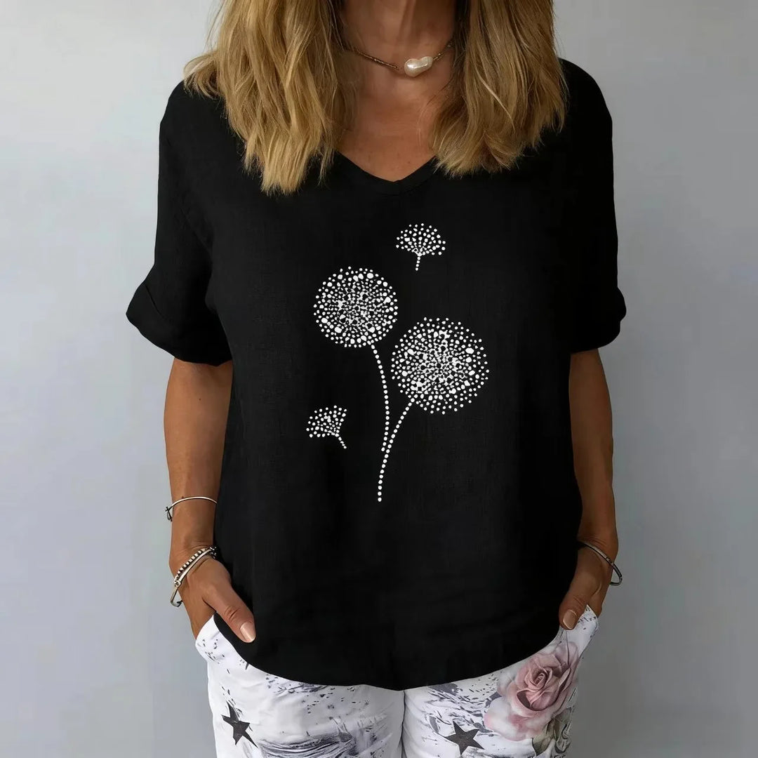 Emilia Botanical Linen Blouse