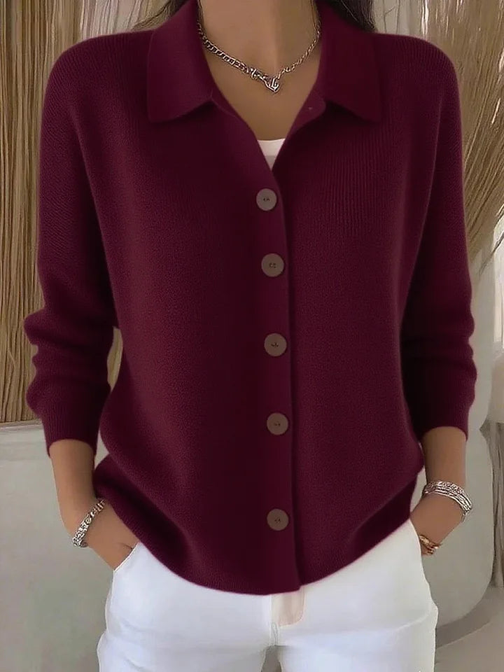 Natasha Collared Knit Cardigan