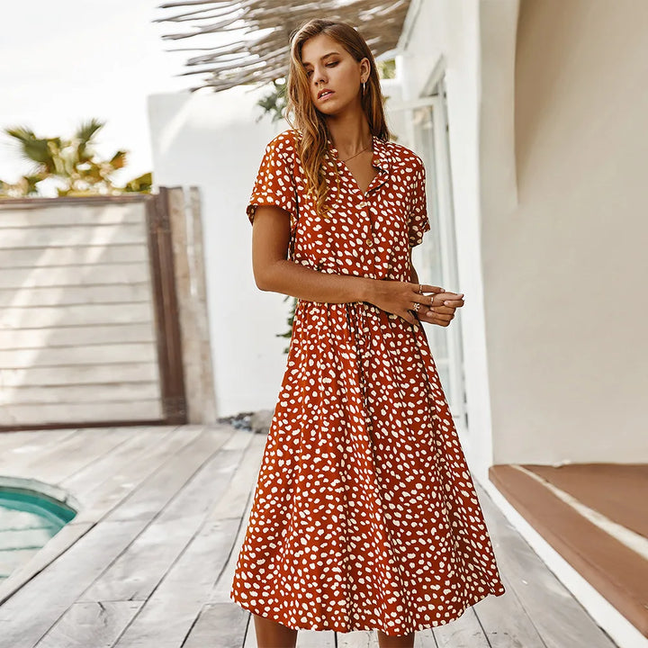 Beatrice Printed Midi Shirt Dress