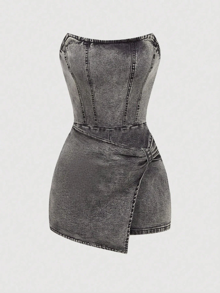 Mirelle Wrap Front Denim Dress