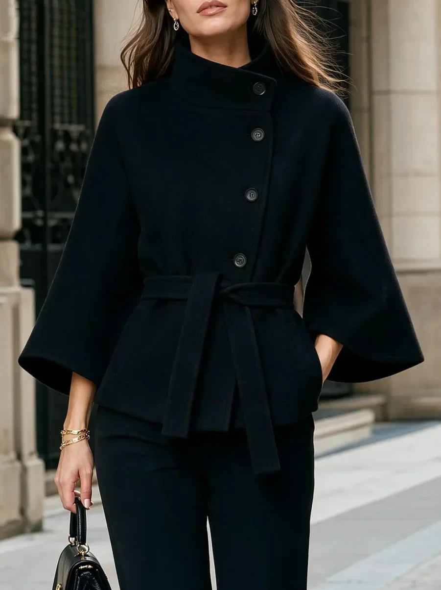 Fiammetta Belted Waist Cape Coat