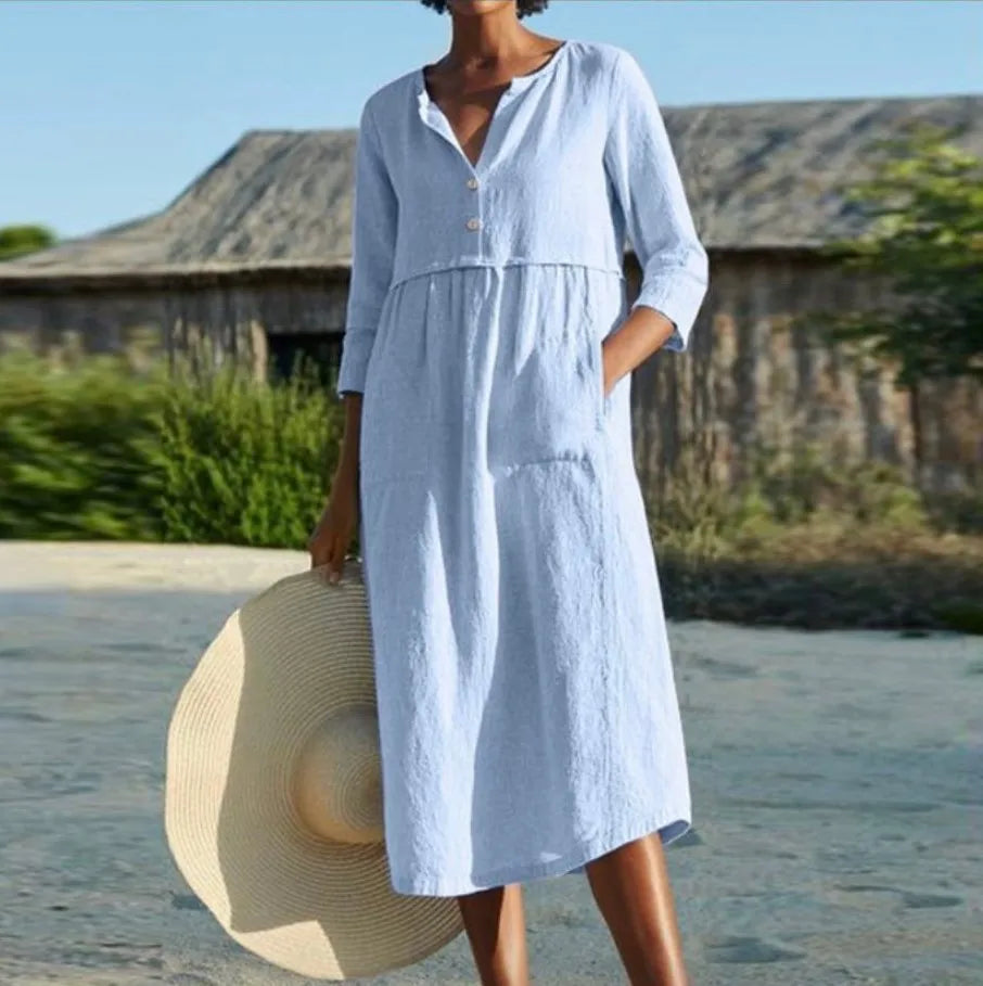 Camryn Pocket Linen Midi Dress