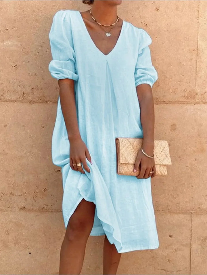Zelda Puff Sleeve Midi Dress