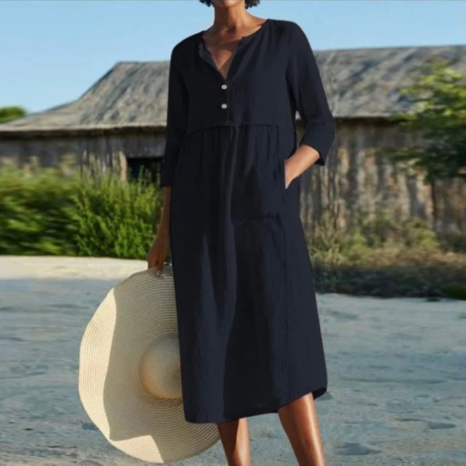 Camryn Pocket Linen Midi Dress