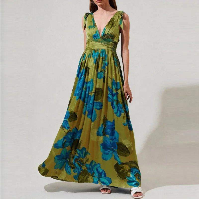 Dulcie Bohemian Floral V Neck Maxi Dress