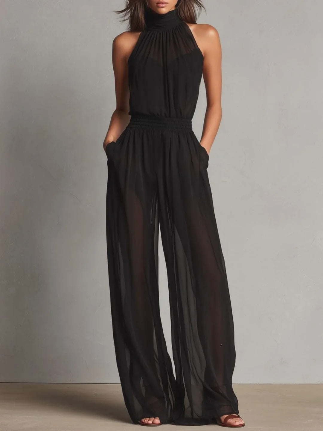 Aleena Halter Wide Leg Jumpsuit