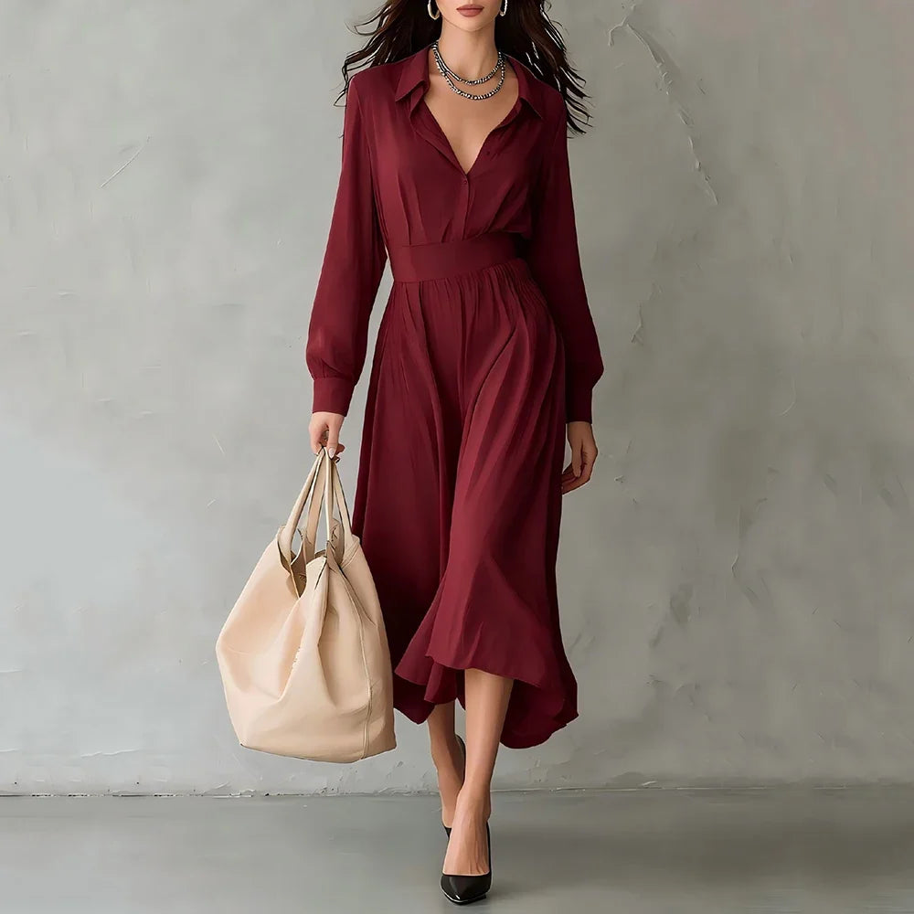 Eloise Pleated Shirt Midi Dress