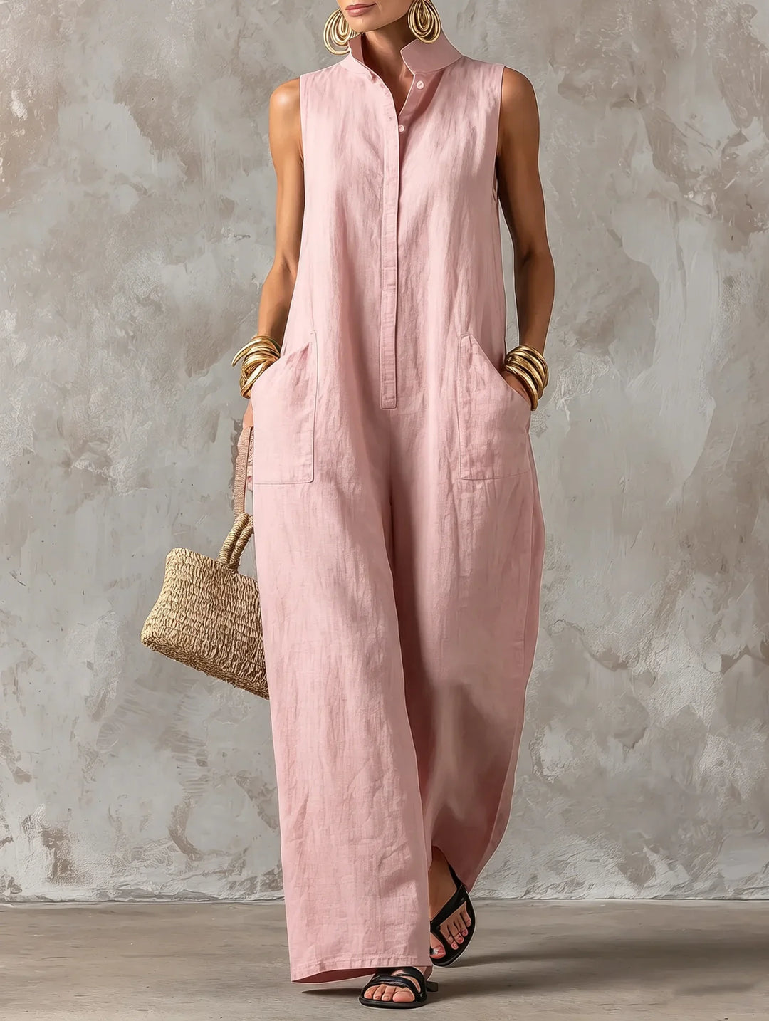 Simone Effortless Stand Collar Jumpsuit
