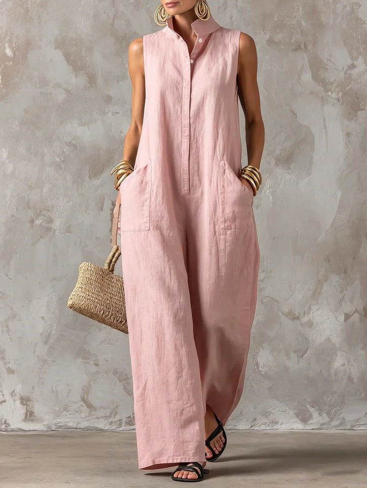 Simone Effortless Stand Collar Jumpsuit