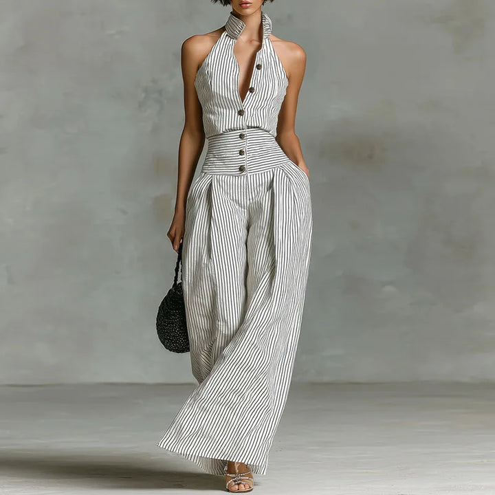 Nadia Striped Wide Leg Jumpsuit
