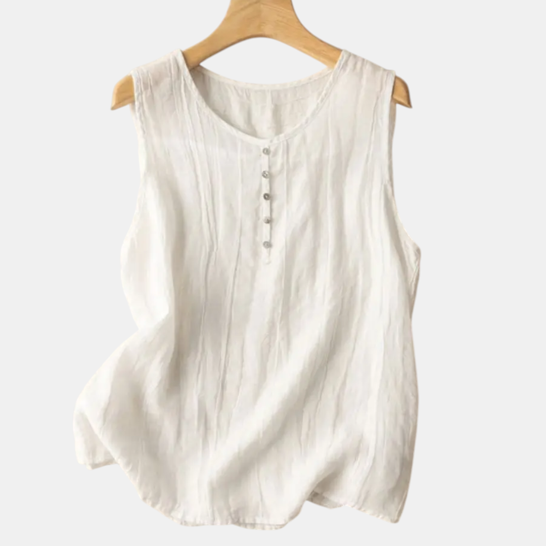 Raya Sleeveless Linen Blouse