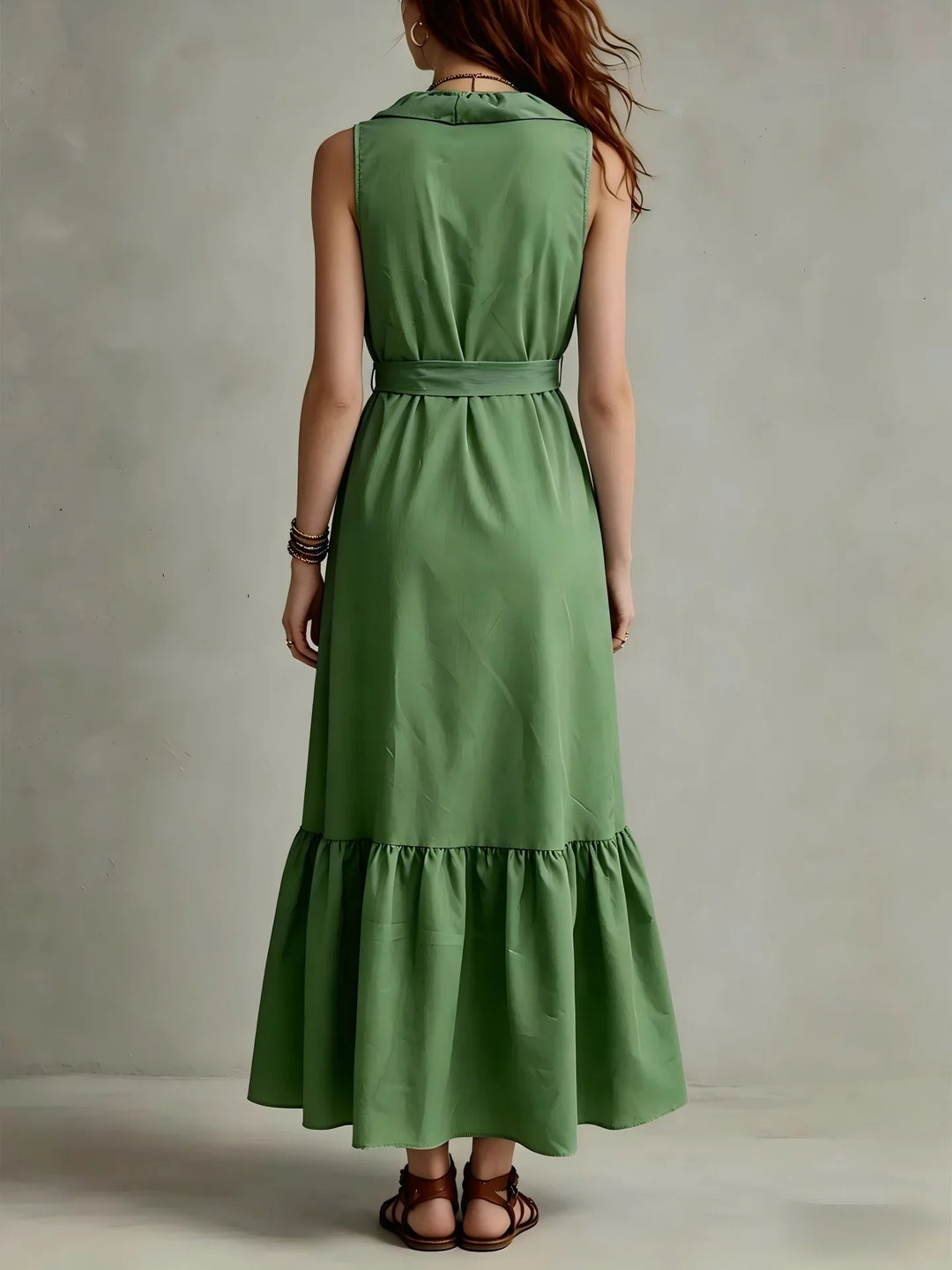 Ronara Flowy Ruffle Hem Maxi Dress