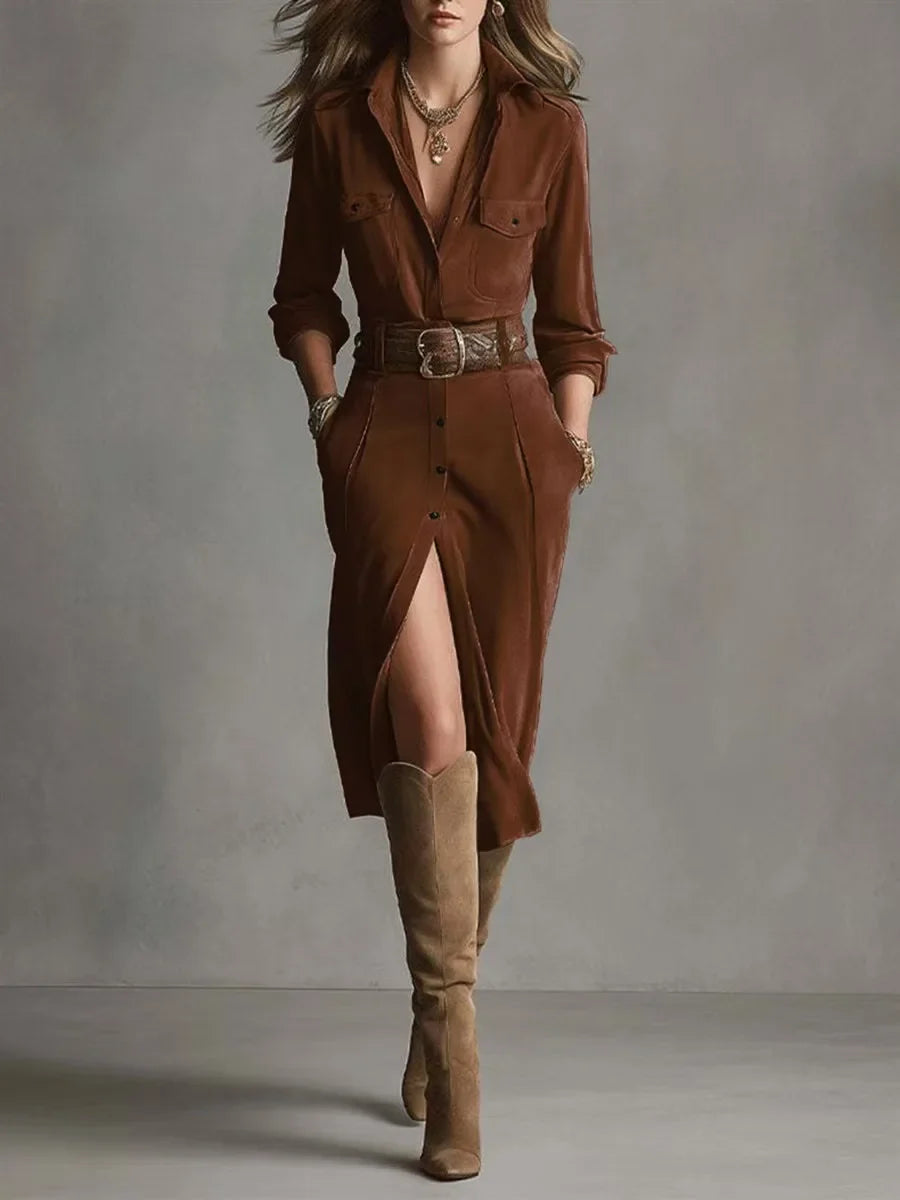 Louise French Suede Midi Dress