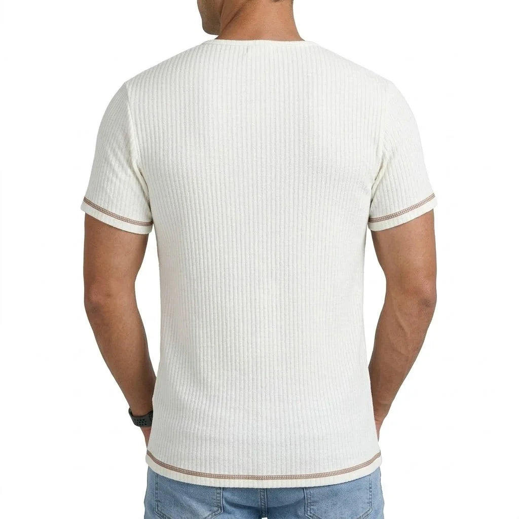 Simon Ribbed Henley T Shirt