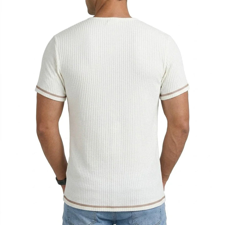 Simon Ribbed Henley T Shirt