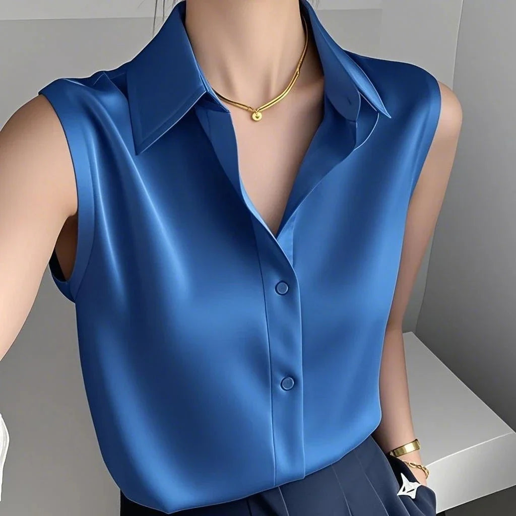 Alyssa Satin Sleeveless Blouse
