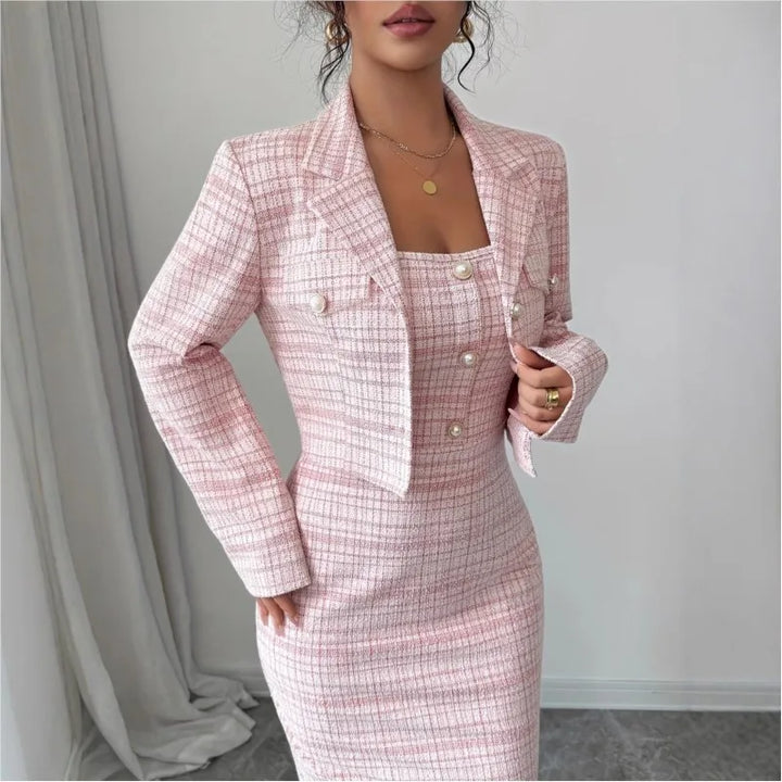Corvina Pearl Button Sheath Dress Set