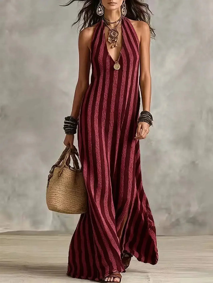Siena Striped Halter Maxi Dress