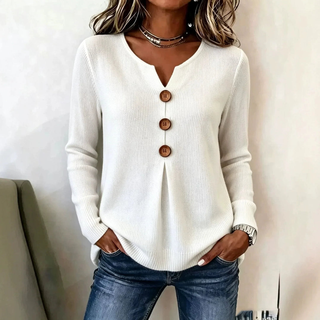 Fiora V Neck Ribbed Henley