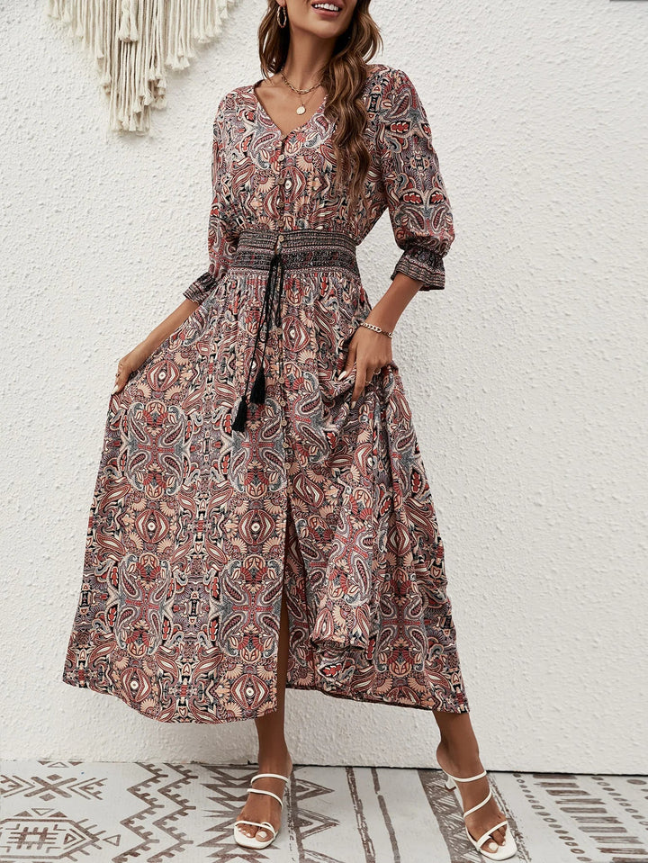 Katarina Bohemian Tie Waist Maxi Dress