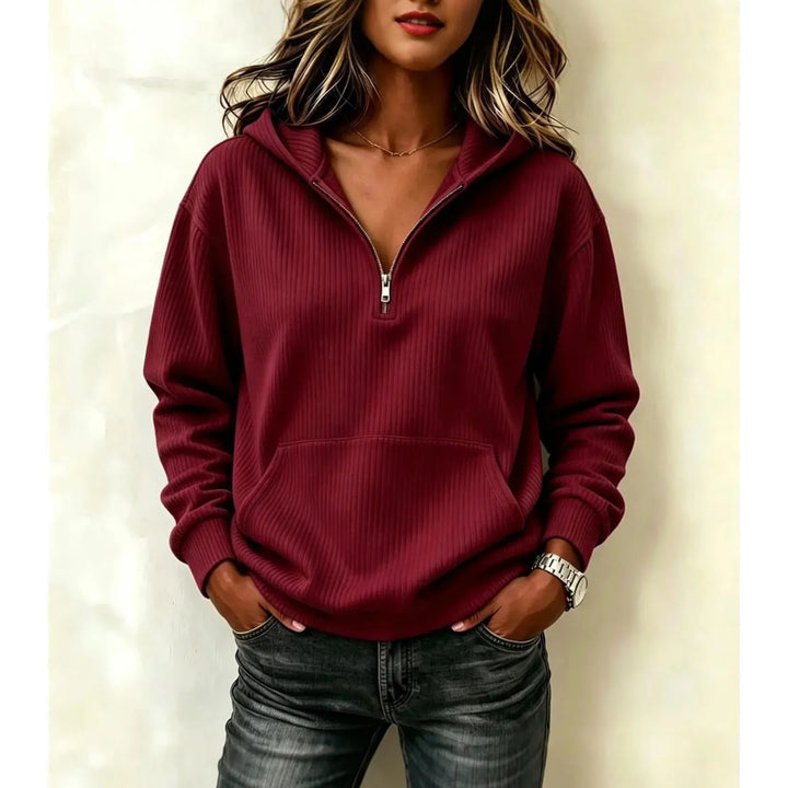 Ludovica Half Zip Ribbed Hoodie