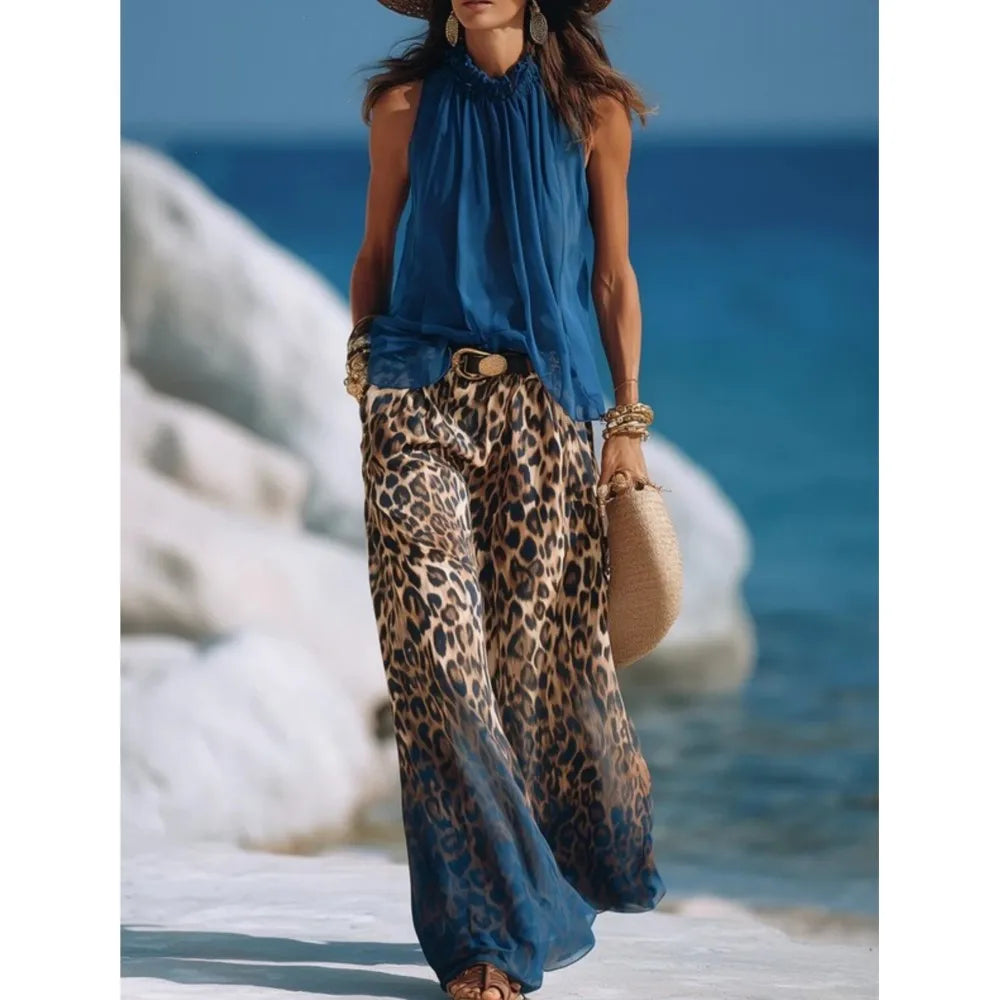 Karolina Elegant Leopard Print Palazzo Set