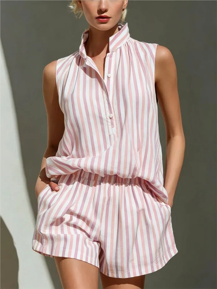 Araminta Striped Vest And Shorts Co-Ord Set