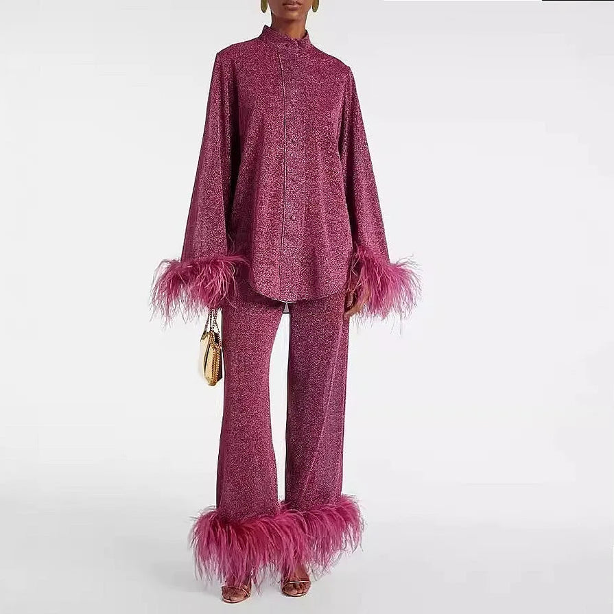 Nerissa Feather Trim Matching Set