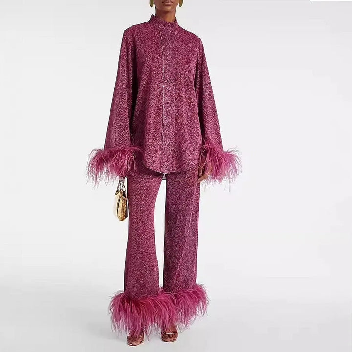 Nerissa Feather Trim Matching Set