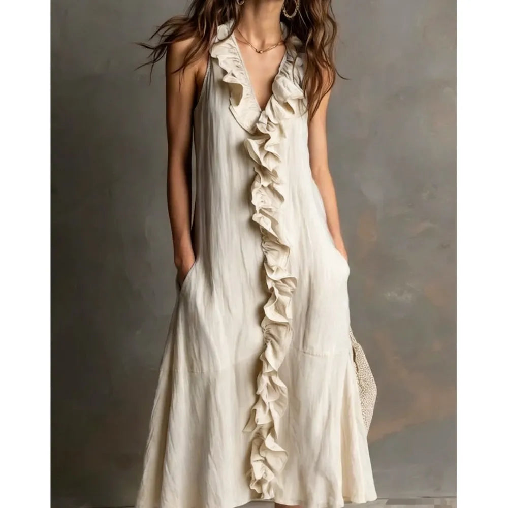 Evelyn Ruffle Hem Midi Dress