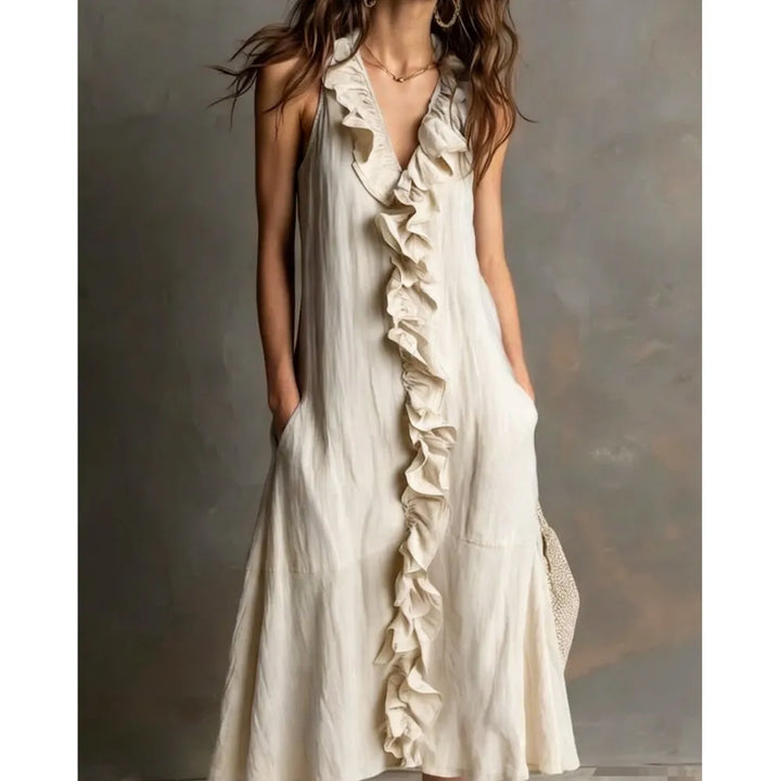 Evelyn Ruffle Hem Midi Dress