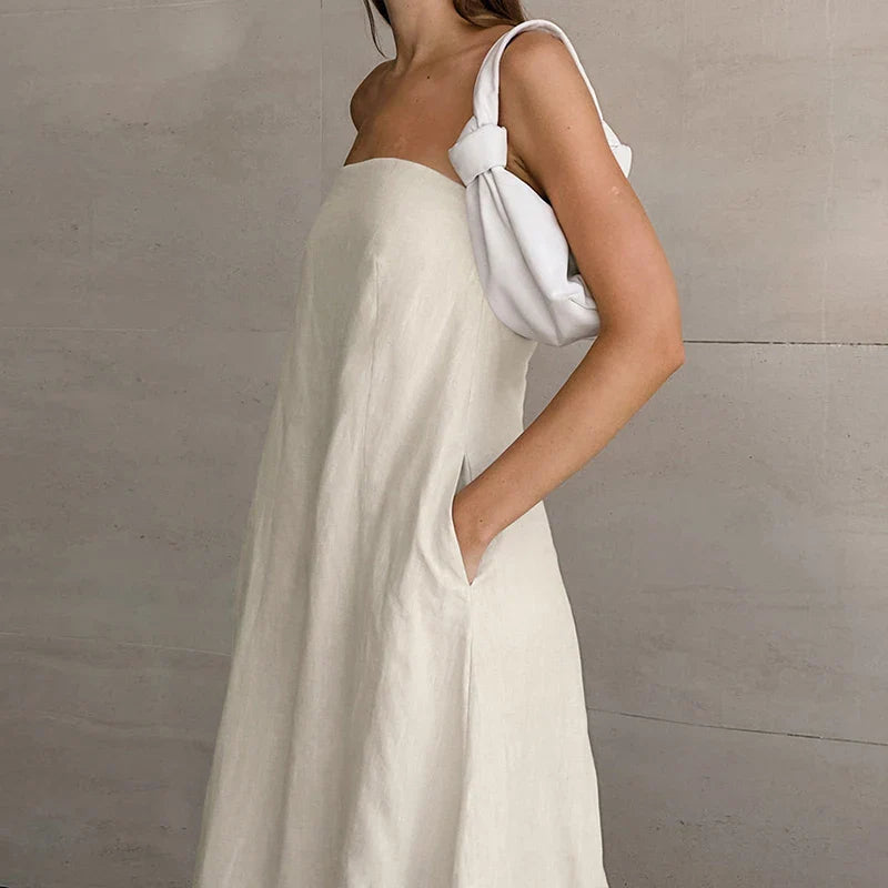 Delphine Off Shoulder Linen Maxi Dress
