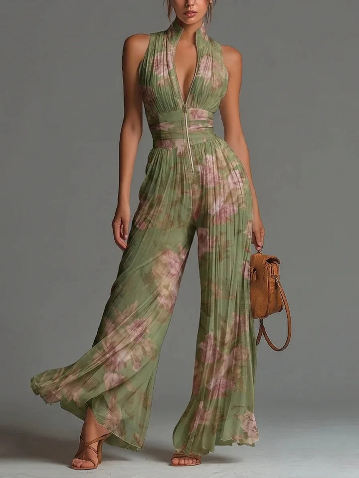 Sabrina Pleated Wide Leg Jumpsuit
