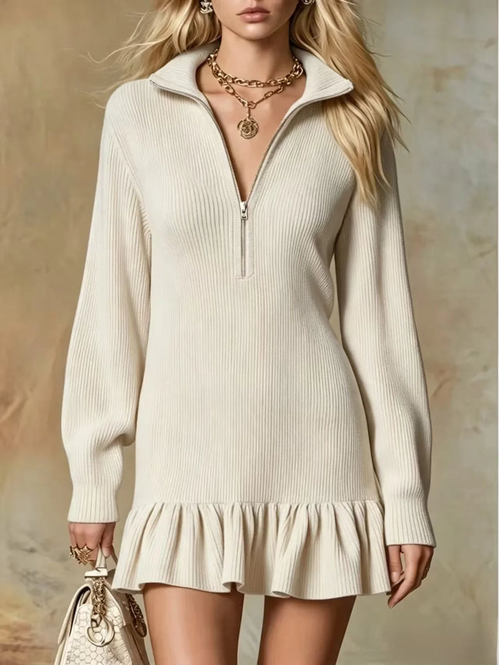 Roman Half Zip Knit Mini Dress