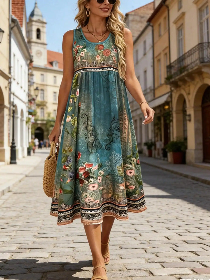 Kallista Boho Floral Midi Dress