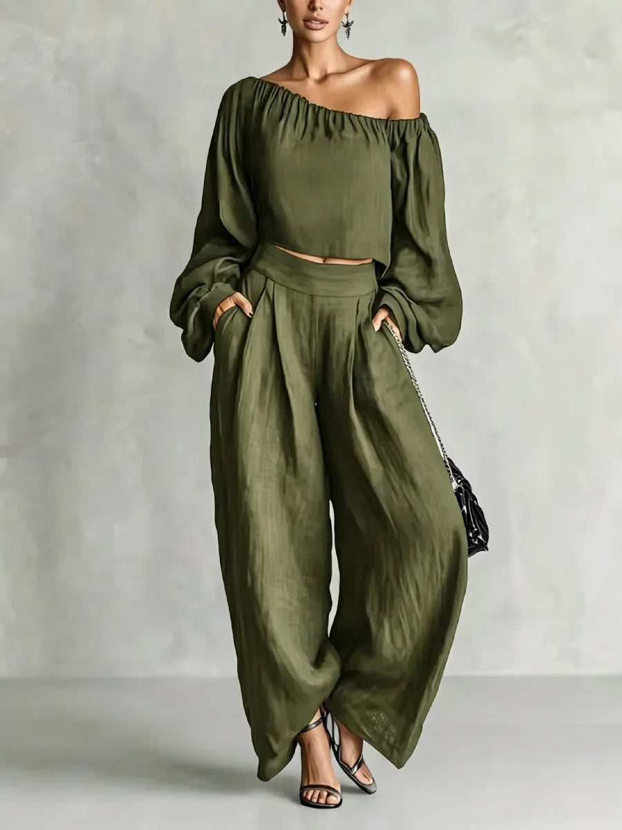 Rebecca Off Shoulder Trouser Set