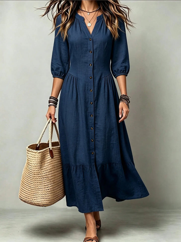 Adeline Button Front Maxi Dress