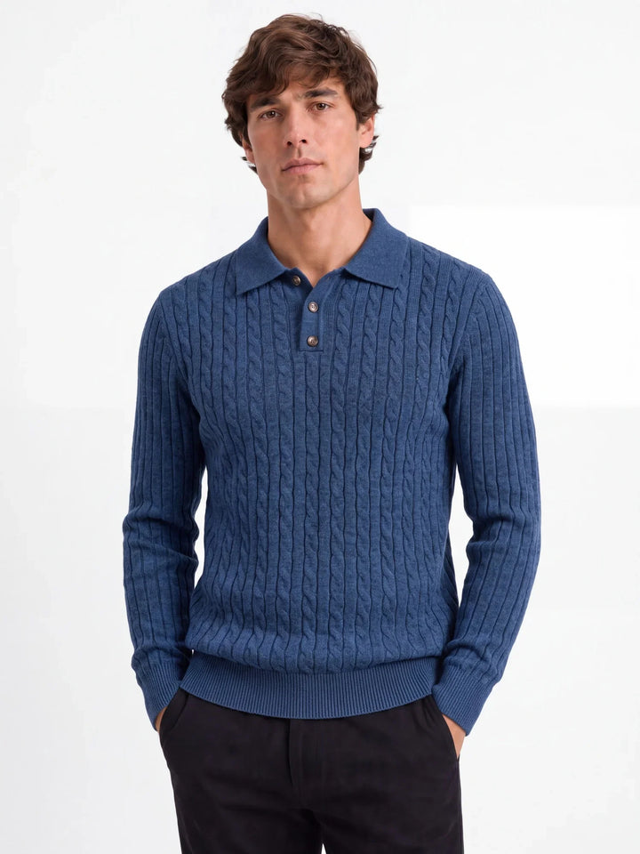 Callum Cable Knit Polo