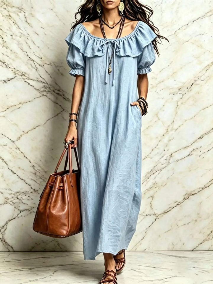 Cavenna Off Shoulder Boho Maxi Dress
