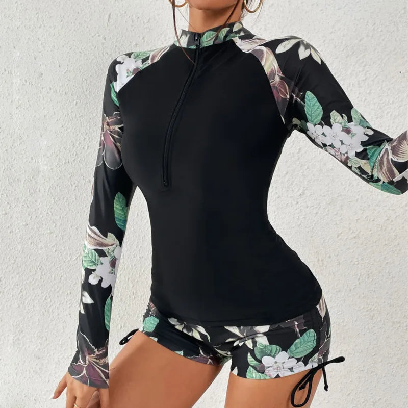 Everly Zip Rash Guard Set