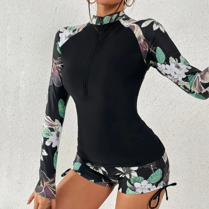 Everly Zip Rash Guard Set