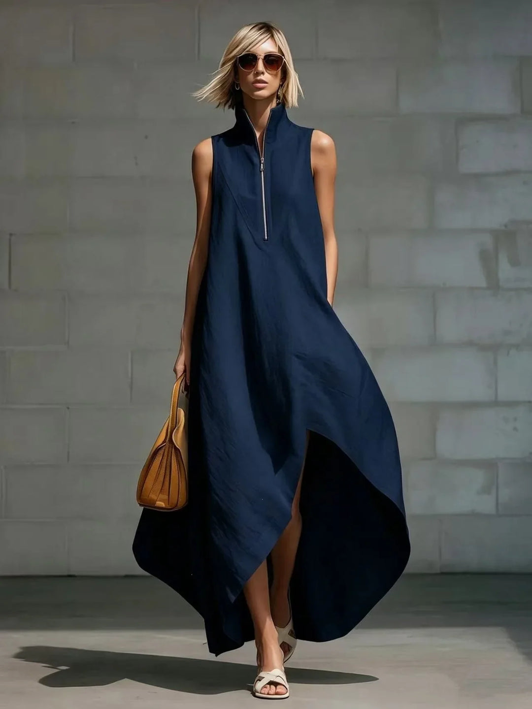 Verena Sleeveless Half Zip Long Dress