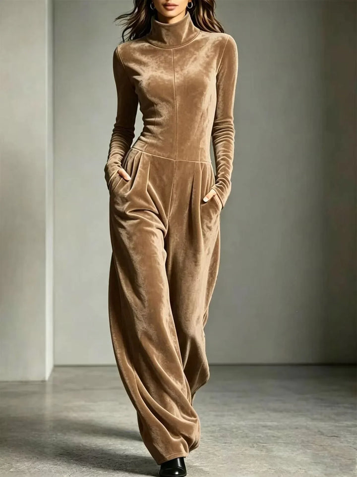 Cleo Velvet High Neck Jumpsuit