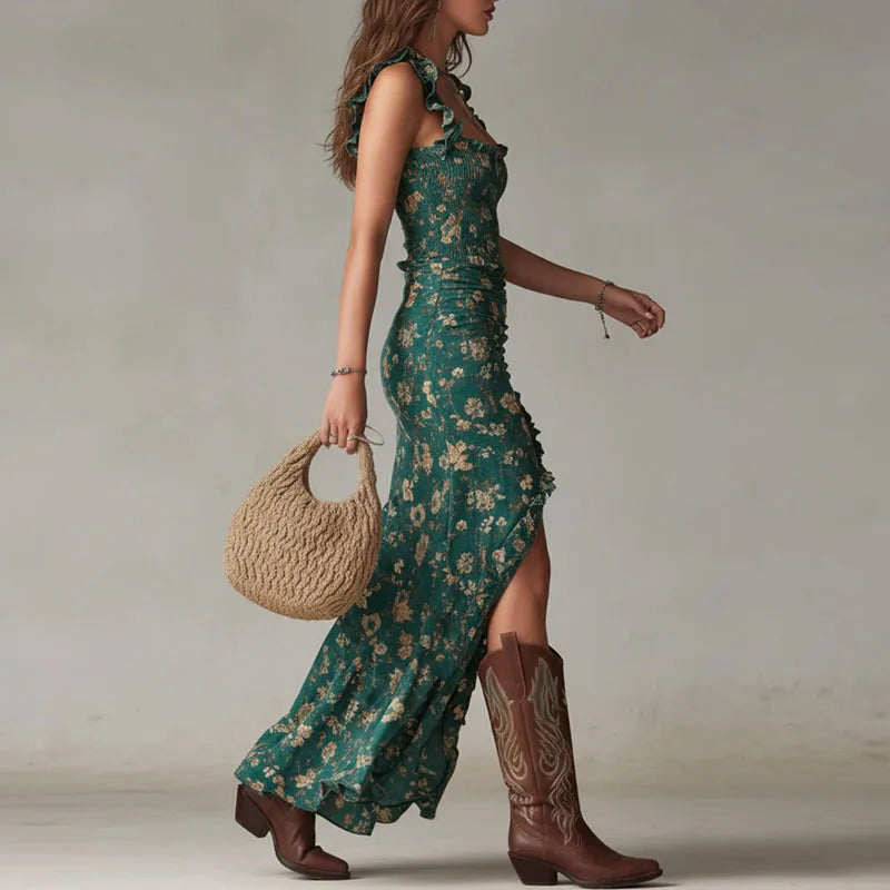 Margo Flowy Floral Slit Maxi Dress