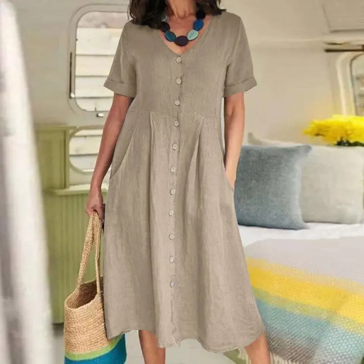 Avery Button Front Midi Dress