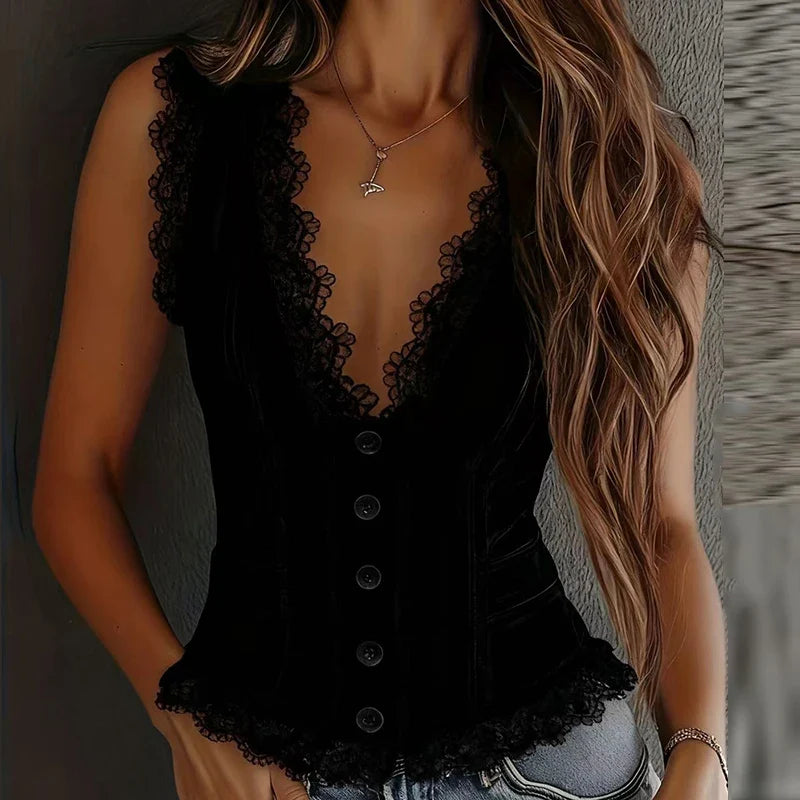Linda Deep V Neck Blouse